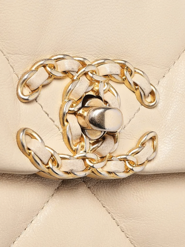 chanel beige quilted lambskin chanel 19 maxi flap bag