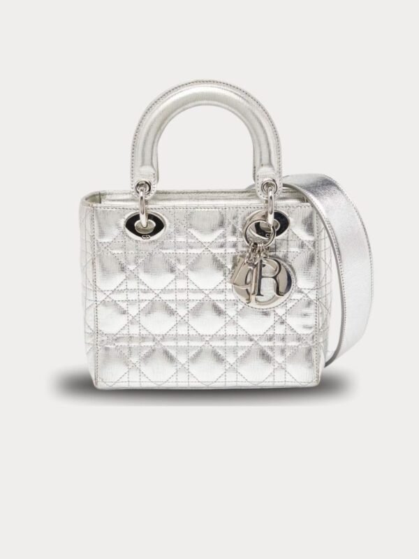 christian dior 2 way shoulder bag in silvery metallic