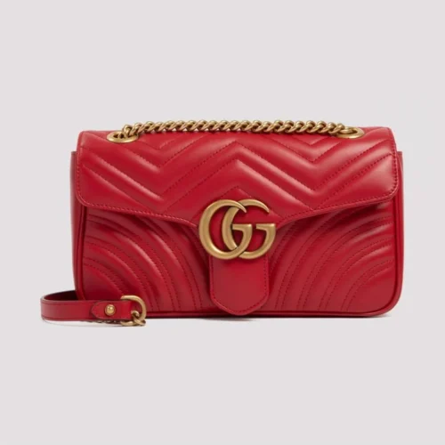 gg marmont mini calfskin matelasse red