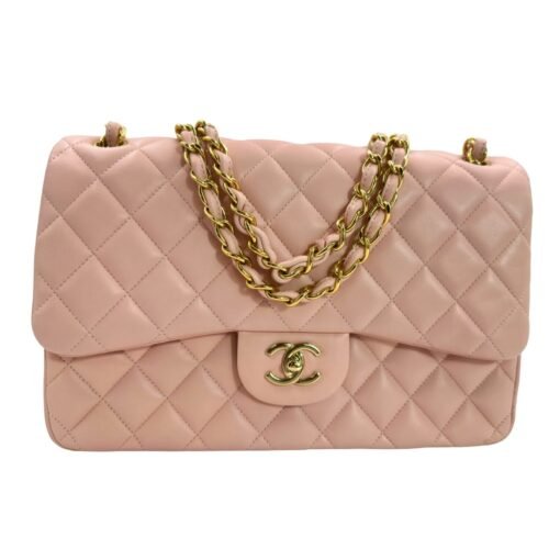 chanel med classic flap caviar beige ghw