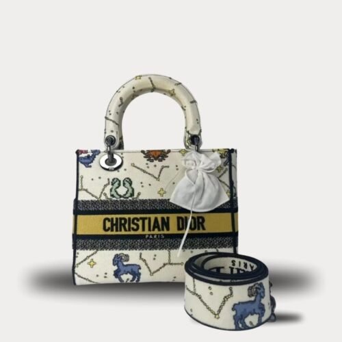 dior multicolor fabric medium lady d lite totebag