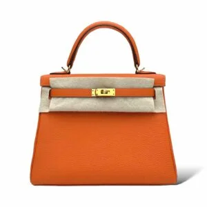 hermès kelly 25 – orange togo leather with gold hardware (ghw)