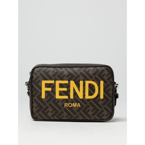 fendi zucca shoulder bag – brown canvas with leather trim