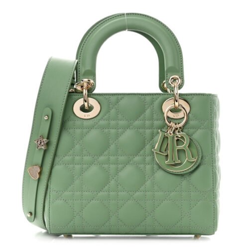 christian dior lady dior small handbag – green leather pre owned