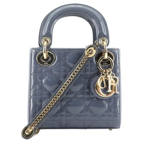dior lady dior mini bag – cannage patent leather with removable chain strap