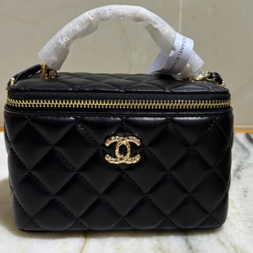 chanel lambskin top handle vanity bag