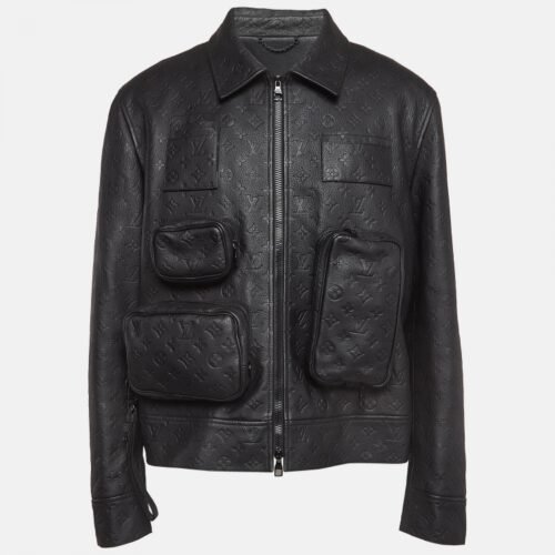 louis vuitton monogram embossed utility leather jacket