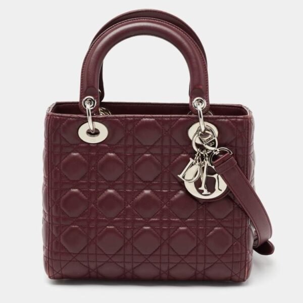 dior burgundy cannage leather medium