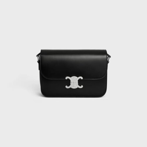 teen triomphe bag in shiny calfskin black