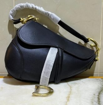 Dior Black mid Leather Saddle Bag