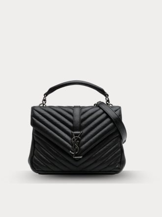Saint Laurent Medium Monogram Chevron Sheepskin College Bag Satchel