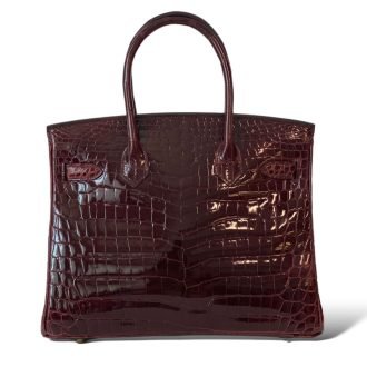 Hermes Birkin 30 Shiny Croco Bourgogne GHW - Preowned