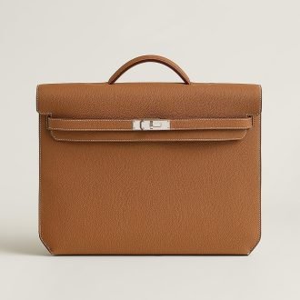 Hermès Kelly Depeche's 38 Black Ardennes GHW Briefcase