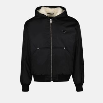 Prada Black Re-Nylon Fur-lined Jacket