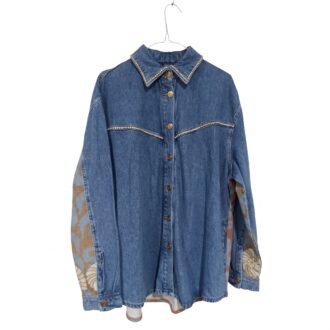Embellished Denim Jacket with Printed Back Panel, Size M