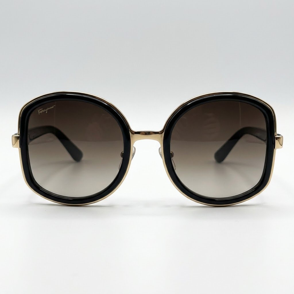 Salvatore Fr – Black Gold-Tone Sunglasses