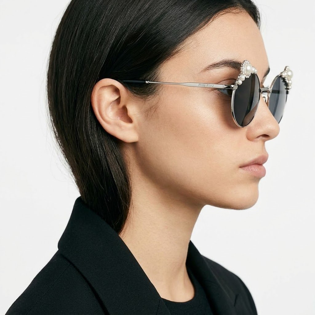Miu Miu – Pearl-Embellished Sunglasses - Image 2