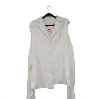 White Tie Waist Vest Blazer with Notched Lapels, Size 16 XL